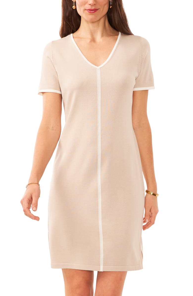 Vince Camuto Contrast Trim Shift Dress, Alternate, color,