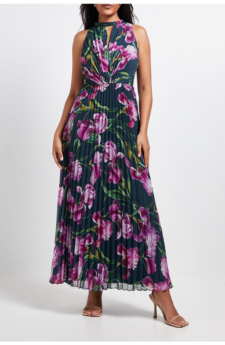 Wallis Petite Floral Print Pleated Maxi Dress, Alternate, color, Green
