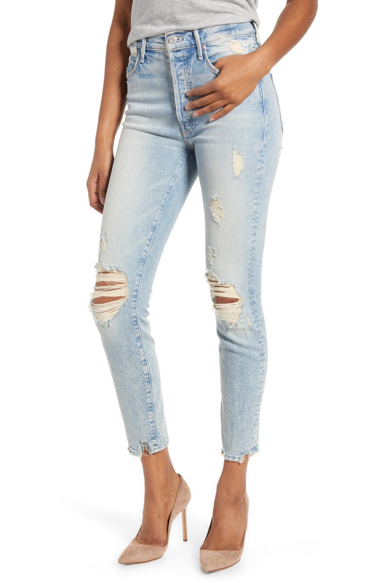 MOTHER MIRANDA + MOTHER Easy Does It High Waist Crop Skinny Jeans, Main, color,