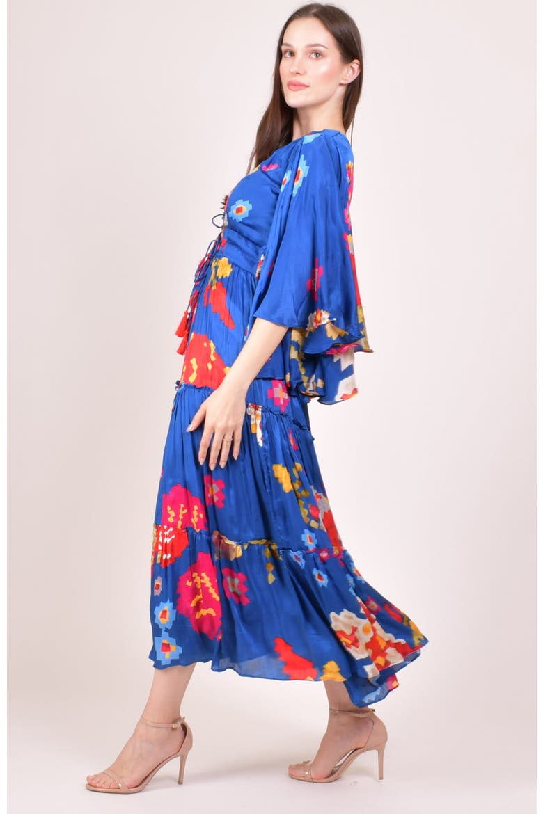Angel Sleeves Ruffle Maxi Sundress, Alternate, color, Blue