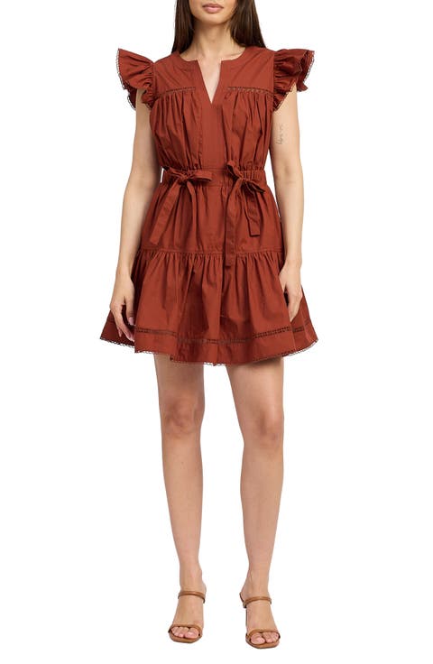 Isabella Bow Detail Cotton Poplin Minidress