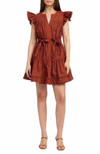 En Saison Isabella Bow Detail Cotton Poplin Minidress