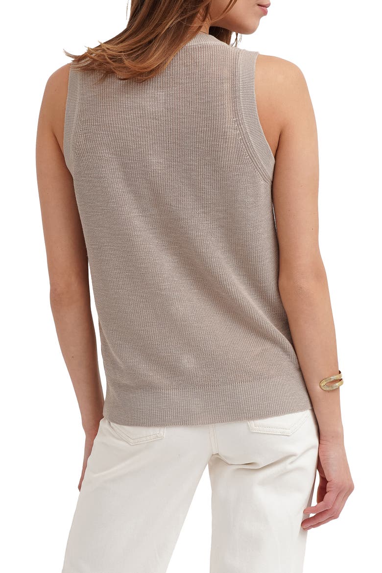 Button Front Sleeveless Sweater, Alternate, color, BARLEY