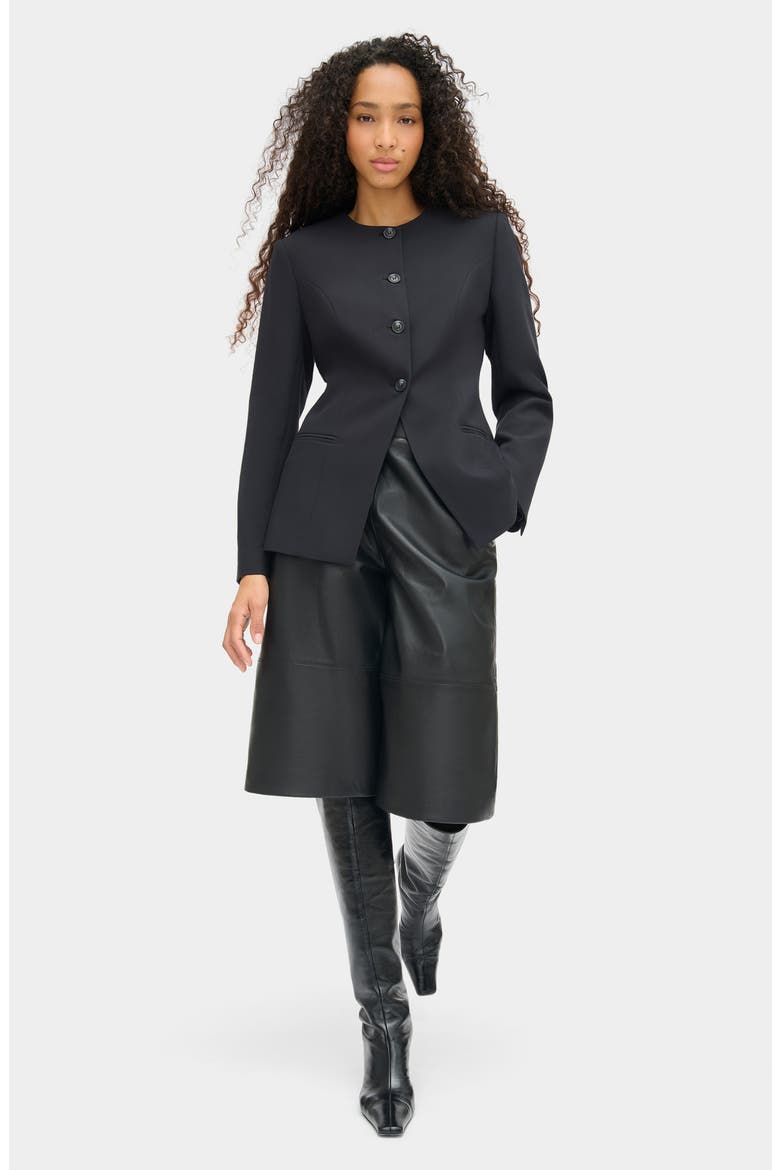 Kayleigh Leather Culottes, Alternate, color, BLACK