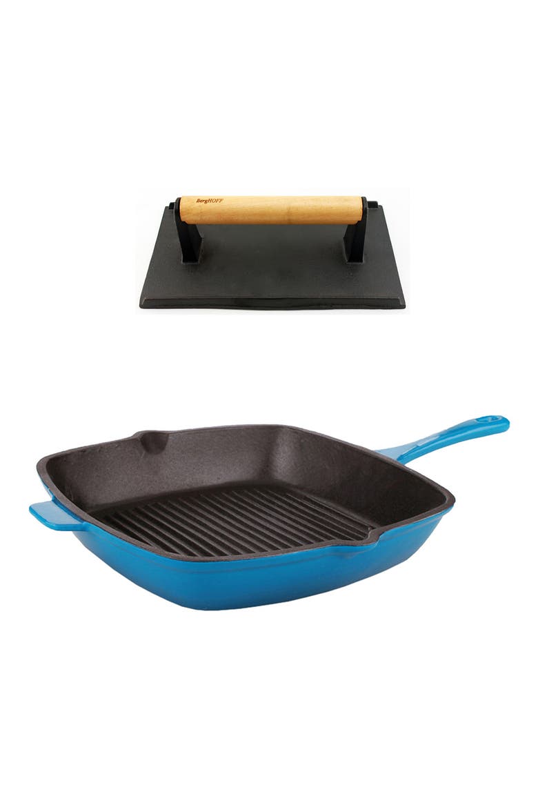 INTERNATIONAL Neo 2-Piece Cast Iron Grill Set, Main, color, BLUE