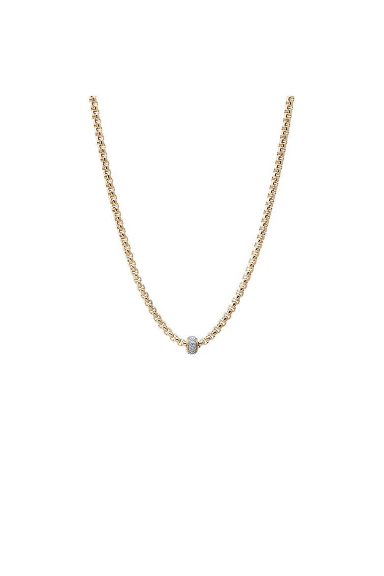 Pave Rondelle Wide Box Link Necklace, Main, color, Gold