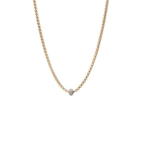 Pave Rondelle Wide Box Link Necklace