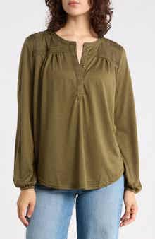 Embroidered Button Front Top