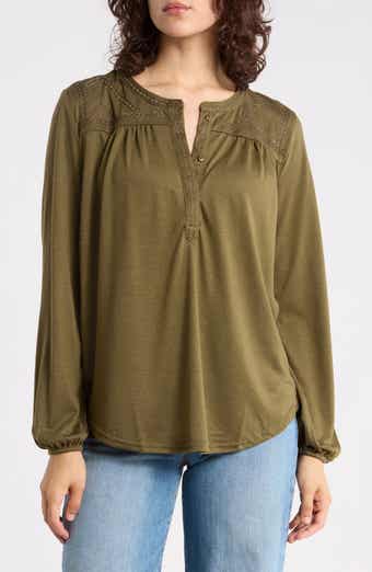 Embroidered Button Front Top