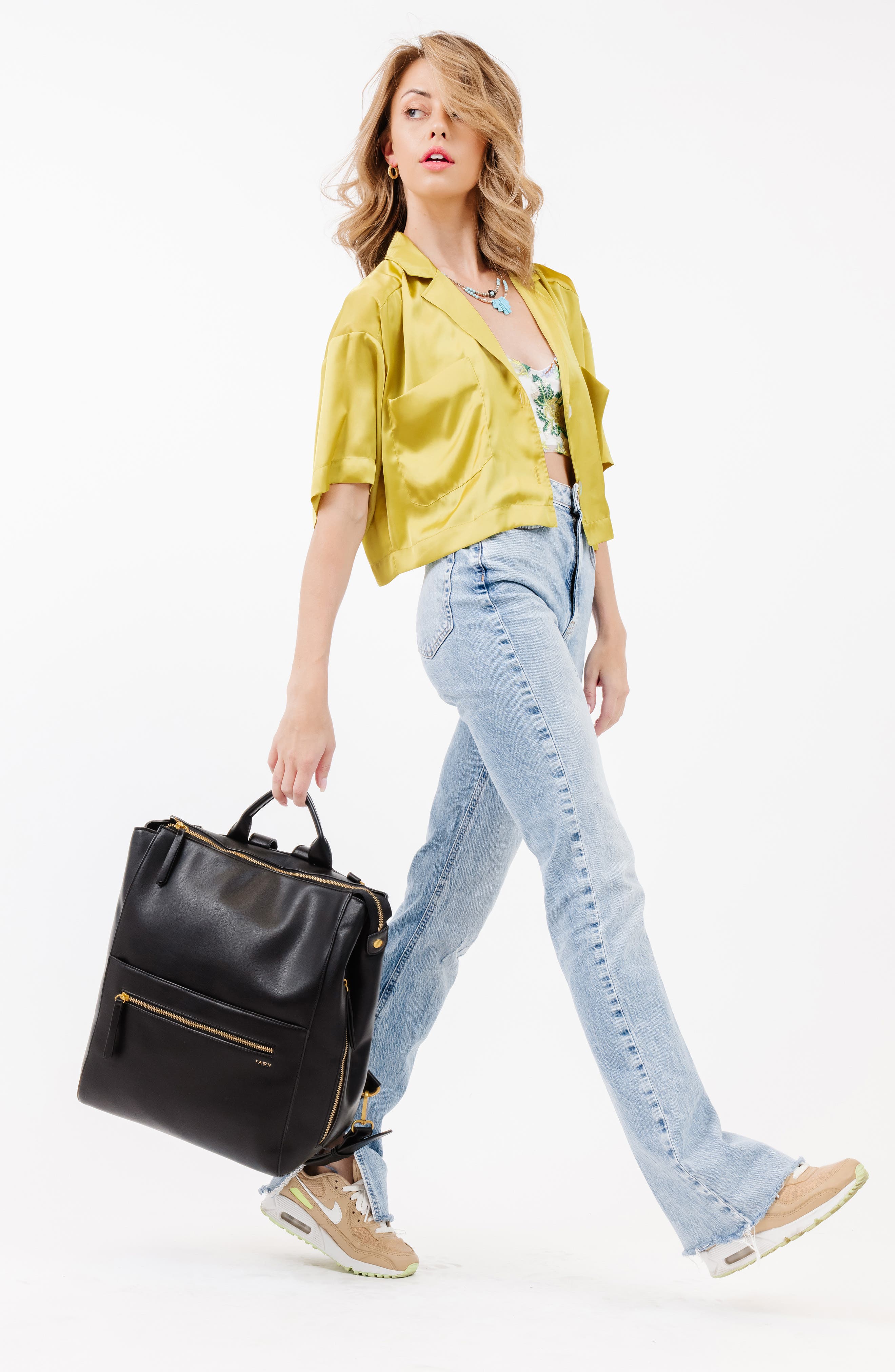 Fawn Design Faux Leather Diaper Bag, Alternate, color, 