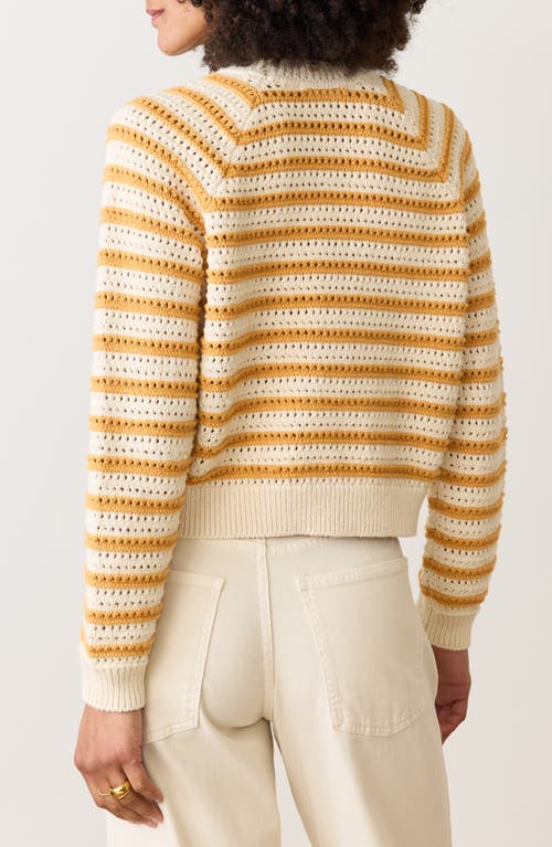 MARINE LAYER MARINE LAYER STRIPE OPEN STITCH CREWNECK SWEATER