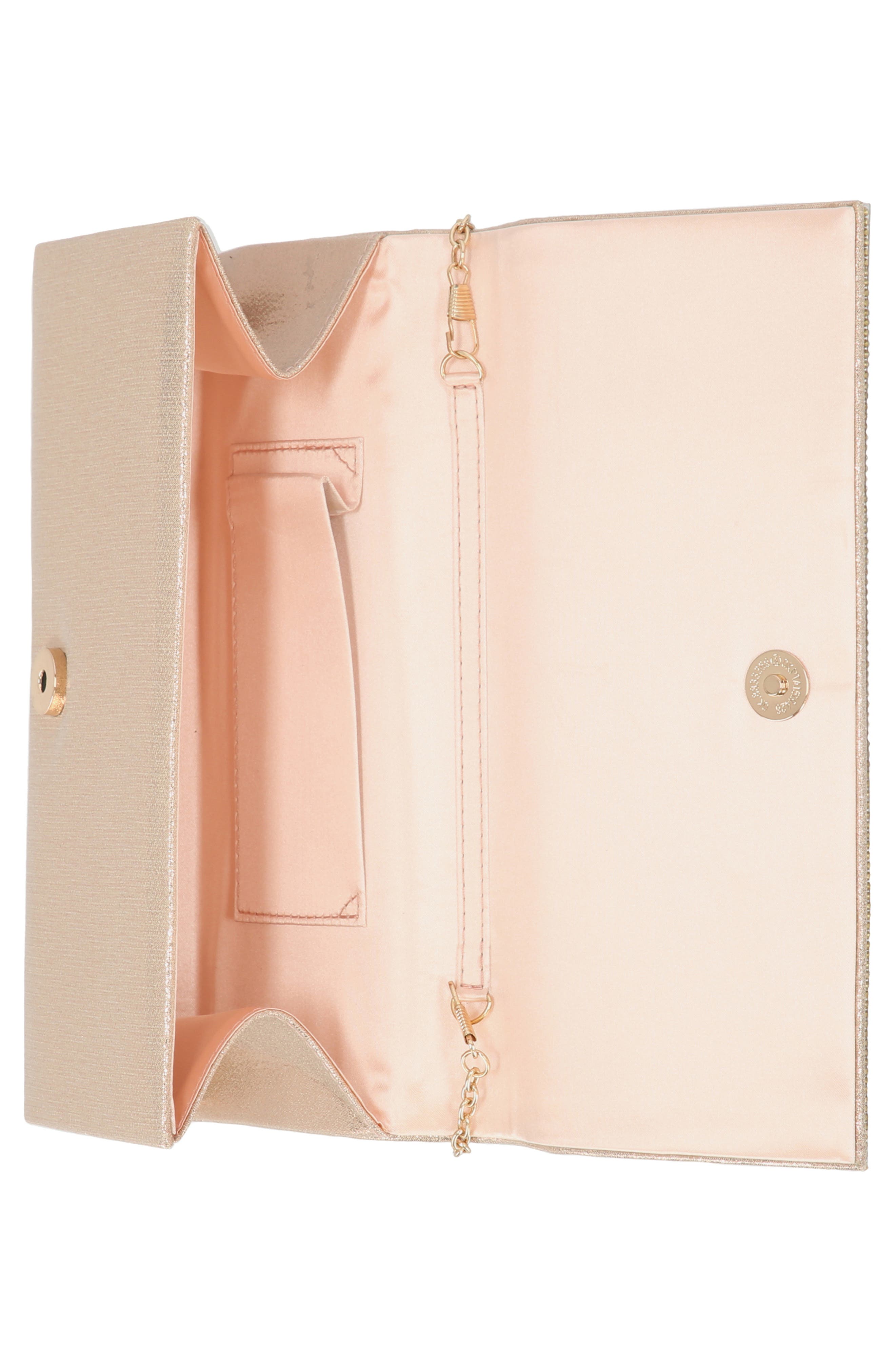 Felicia Rhinestone Embellished Top Handle Clutch, Alternate, color, GOLD CHEVERON