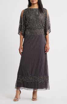 Pisarro Nights Beaded Cold Shoulder Gown