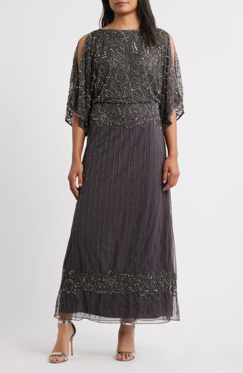 Pisarro Nights Beaded Cold Shoulder Gown In Black