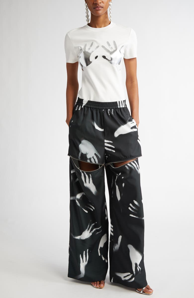 Area Handprint Slit Wide Leg Track Pants, Alternate, color, 