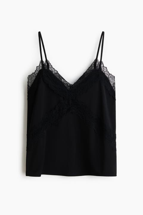 Lace-trimmed Ponte-di-roma Strappy Top