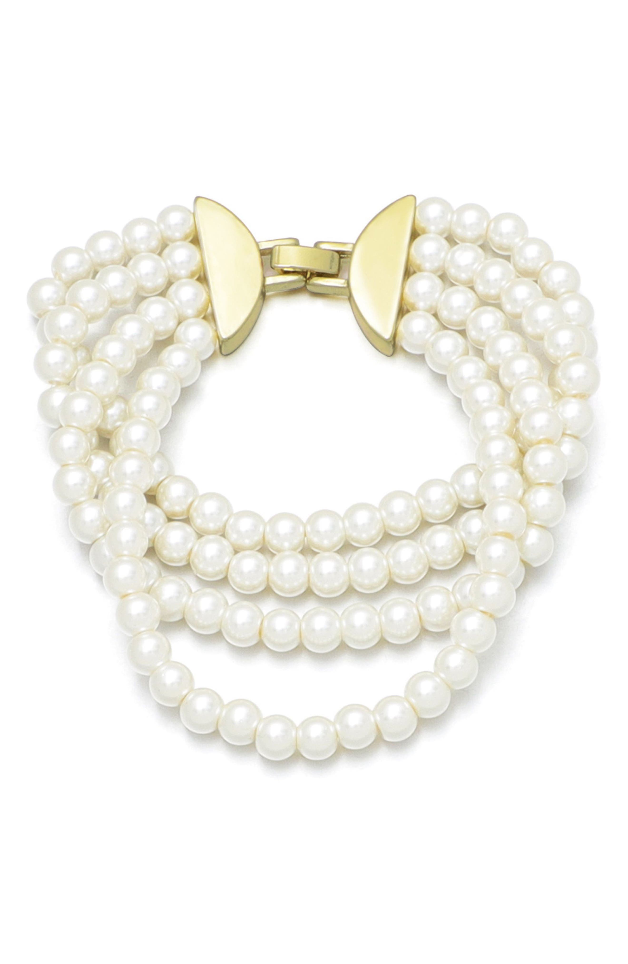 Adornia Multistrand Faux Pearl Bracelet