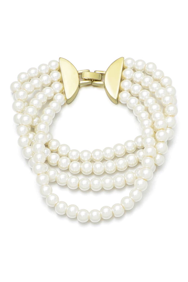 Multistrand Faux Pearl Bracelet, Main, color, WHITE