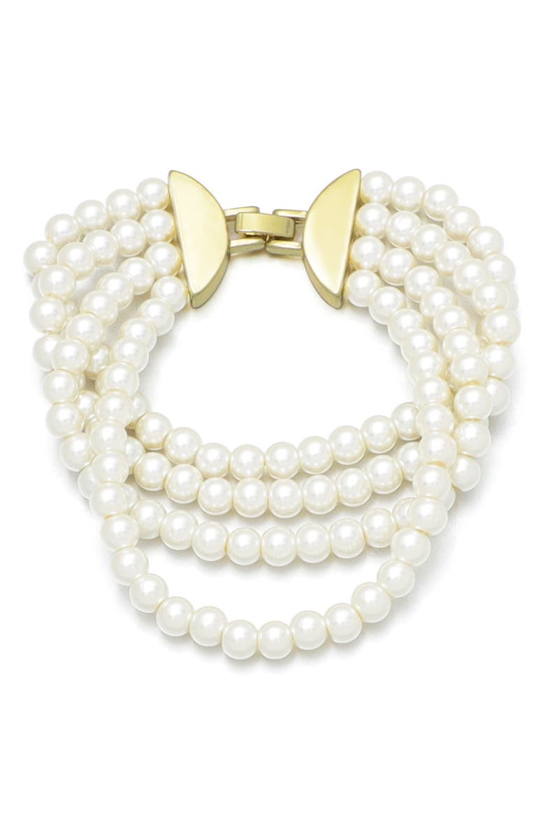 Adornia Multistrand Faux Pearl Bracelet, Main, color, 