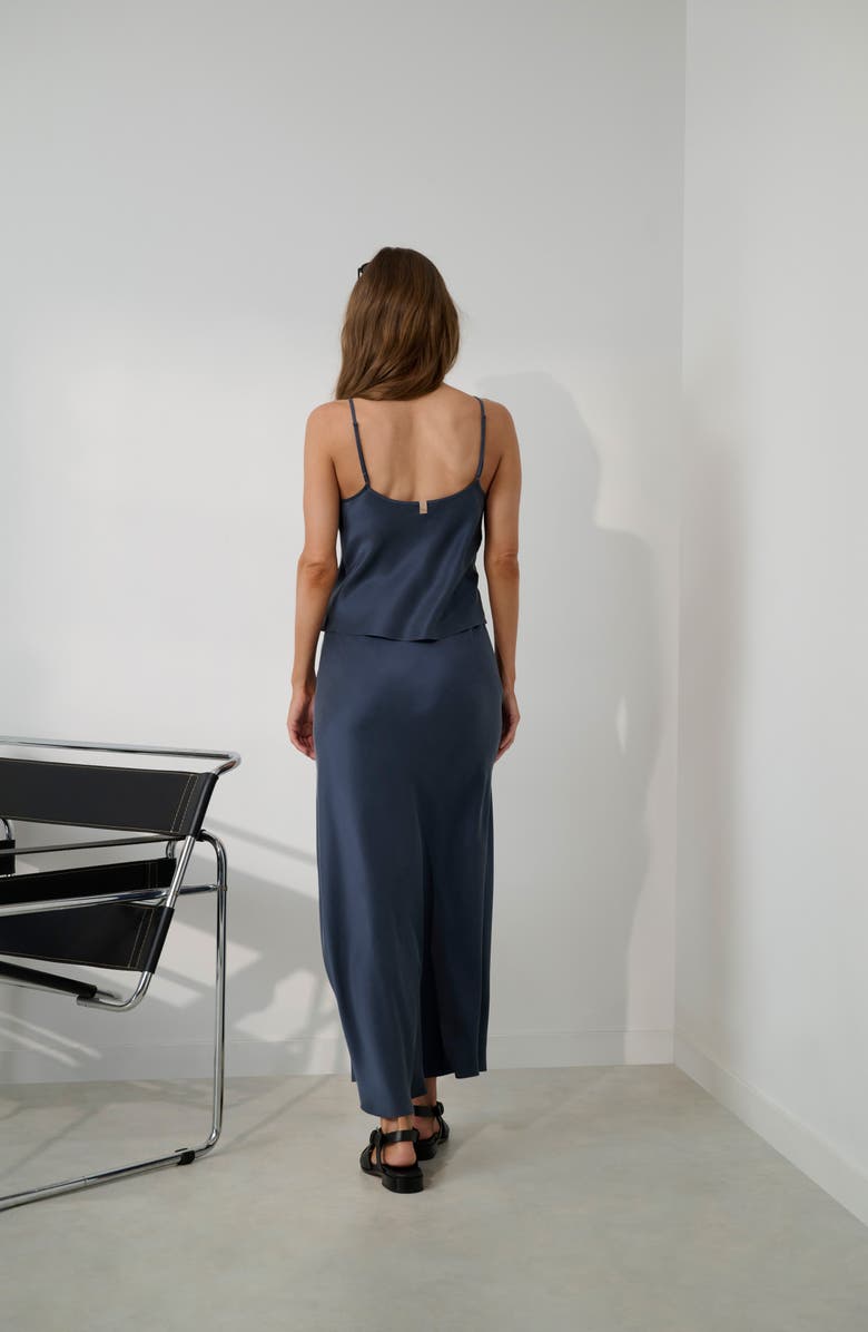 Lunya Washable Silk Bias Maxi Skirt, Alternate, color, Deep Blue