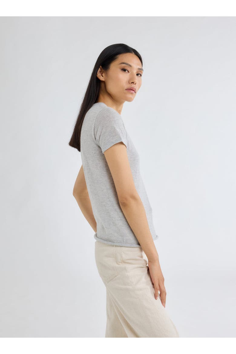 100% Machine Washable Cashmere Short Sleeve Crewneck T-Shirt, Alternate, color, BRUME CHINE
