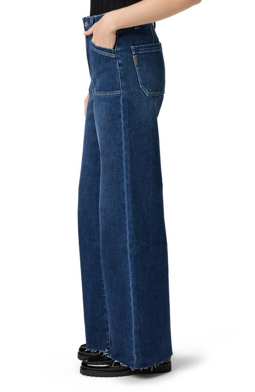 Paige Anessa High Rise Raw Hem Wide Leg Jeans In Live Forever In Blue