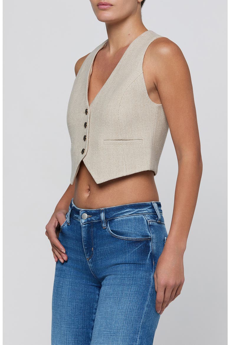 Jianna Short Tweed Vest, Alternate, color, CAPPUCCINO/ IVORY TWEED