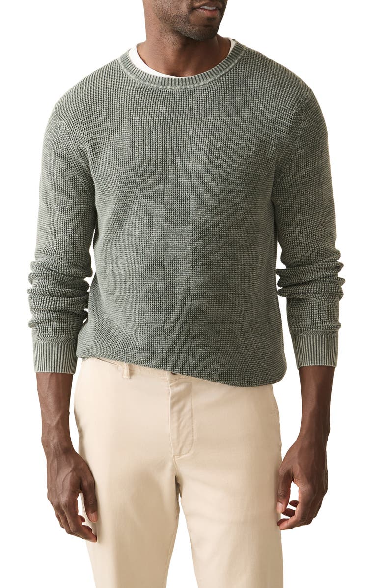 Faherty Sunwash Organic Cotton Crewneck Sweater, Main, color, Mountain Olive