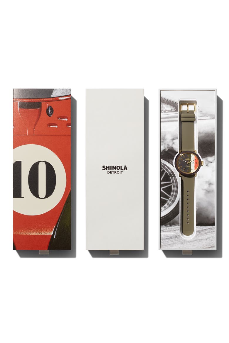 Detrola The Burnout Silicone Strap Watch, 43mm, Alternate, color, KHAKI/ CREAM/ RED/ CHARCOAL
