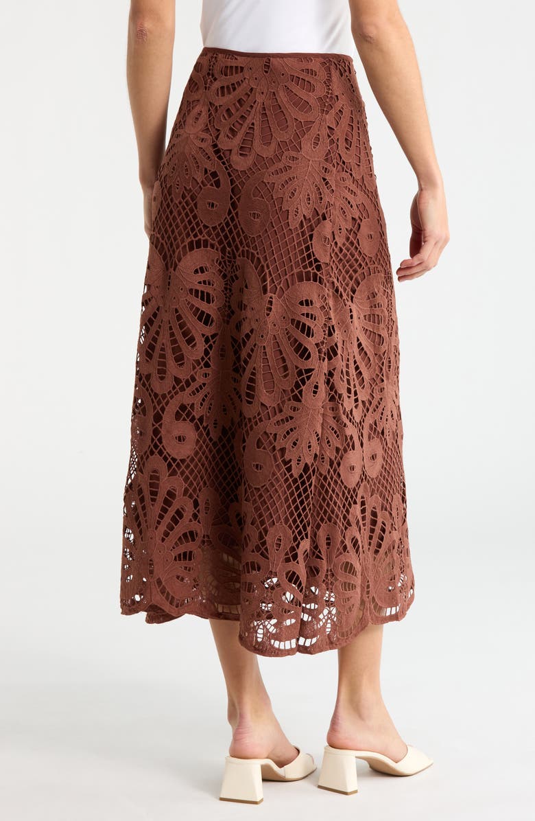 NSR Lace Trim A-Line Skirt, Alternate, color, Brown