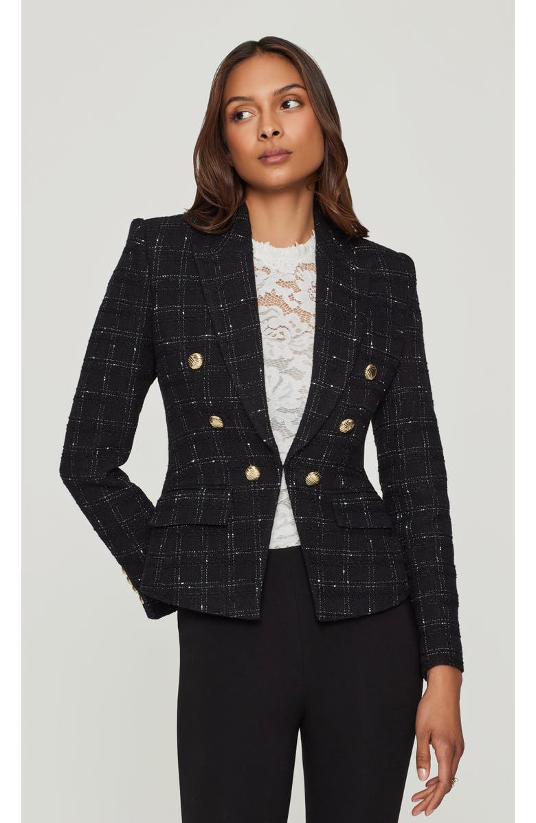 Generation Love Elsa Windowpane Tweed Blazer, Alternate, color, Black/White