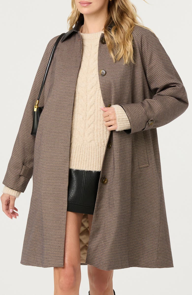 ASTR the Label Raiden Faux Leather Collared Coat, Main, color, Brown Plaid