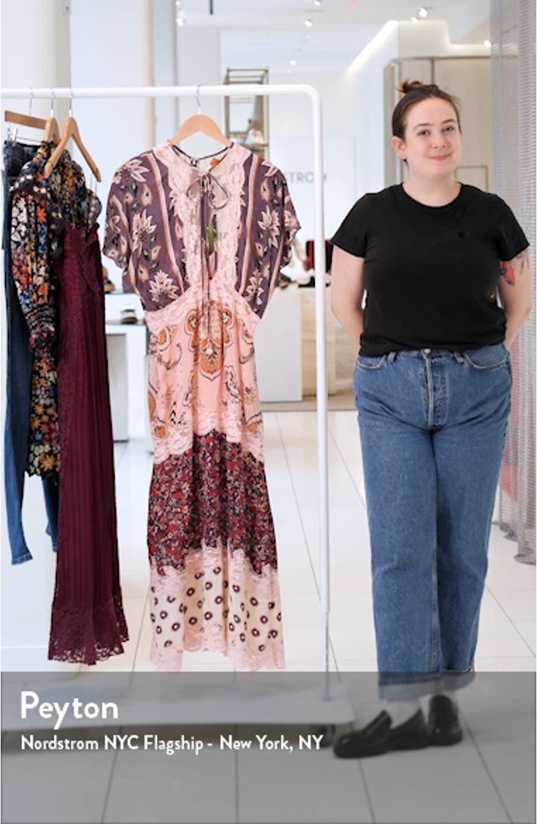 Glam Tapestry Lace Trim Maxi Dress, sales video thumbnail