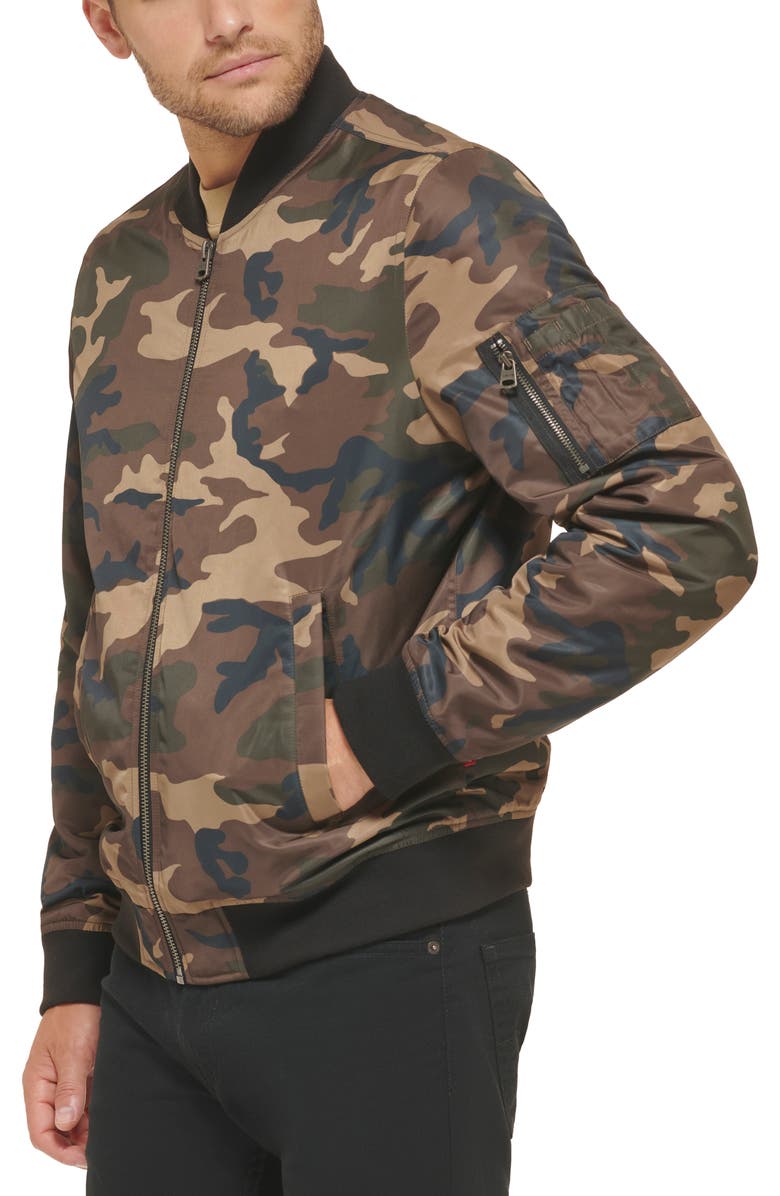 Levi's<sup>®</sup> Nylon Satin Bomber Jacket, Alternate, color, Camouflage