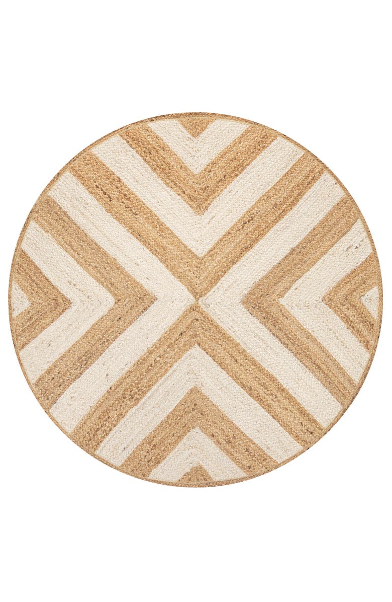 JONATHAN Y Piper Two-Tone Chevron Round Jute Round Area Rug, Main, color, Cream/Natural