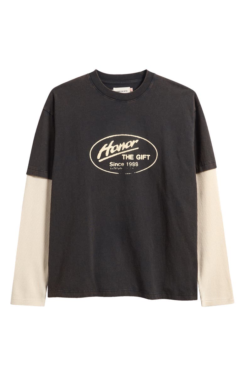 HONOR THE GIFT Layered Just Be Long Sleeve Graphic T-Shirt, Main, color, Black
