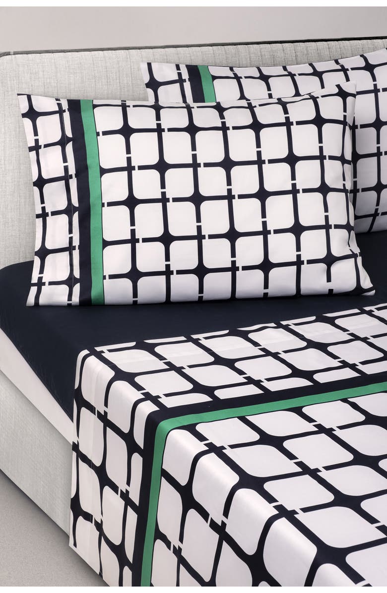 Brooks Brothers Broken Square 300 Thread Count Sheet Set, Alternate, color, Navy