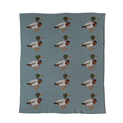 Soft Cotton Knit Baby Blanket with Decorative Duck Print, Multicolor