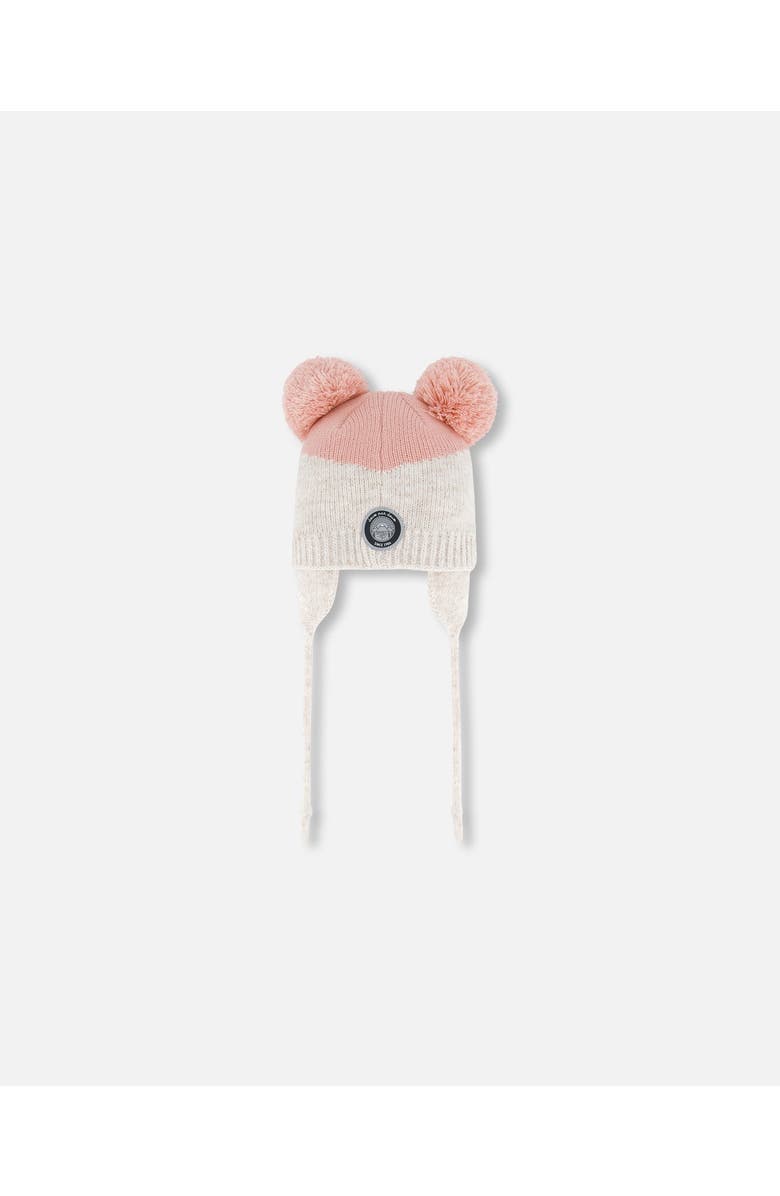 Deux par Deux Baby Girl's Knit Hat With Ears Light Pink Deer Face, Alternate, color,