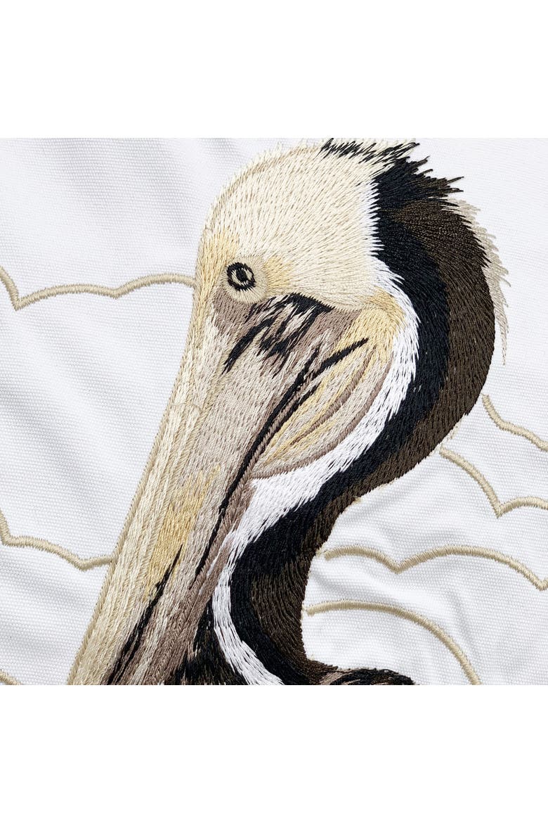 Sunbathing-Brown Pelican Embroidered Indoor/Outdoor Accent Throw Pillow, Alternate, color, Gray