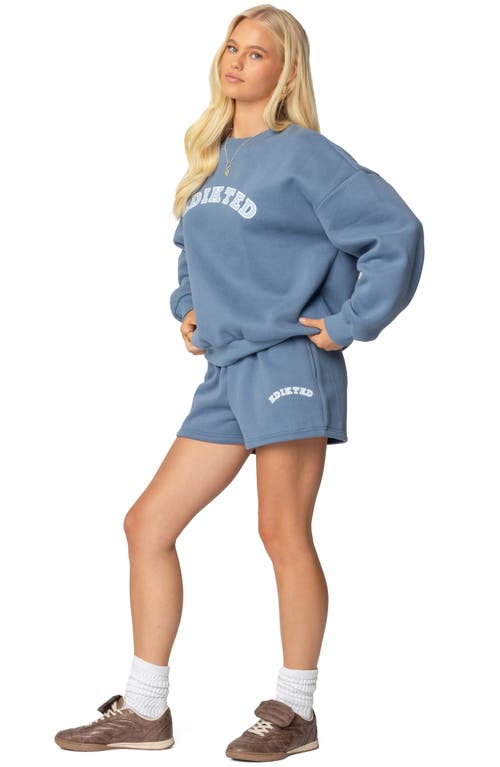 Edikted Beyond Cotton Graphic Sweatshirt In Blue