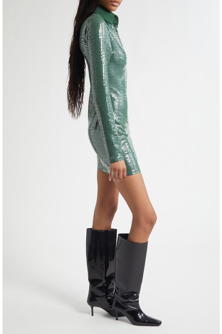 Long Sleeve Sequin Jersey Minidress, Alternate, color, GREEN