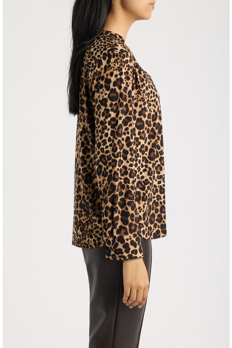 Printed Notched V-Neck Long Sleeve Top, Alternate, color, ANNE BLACK MULTI