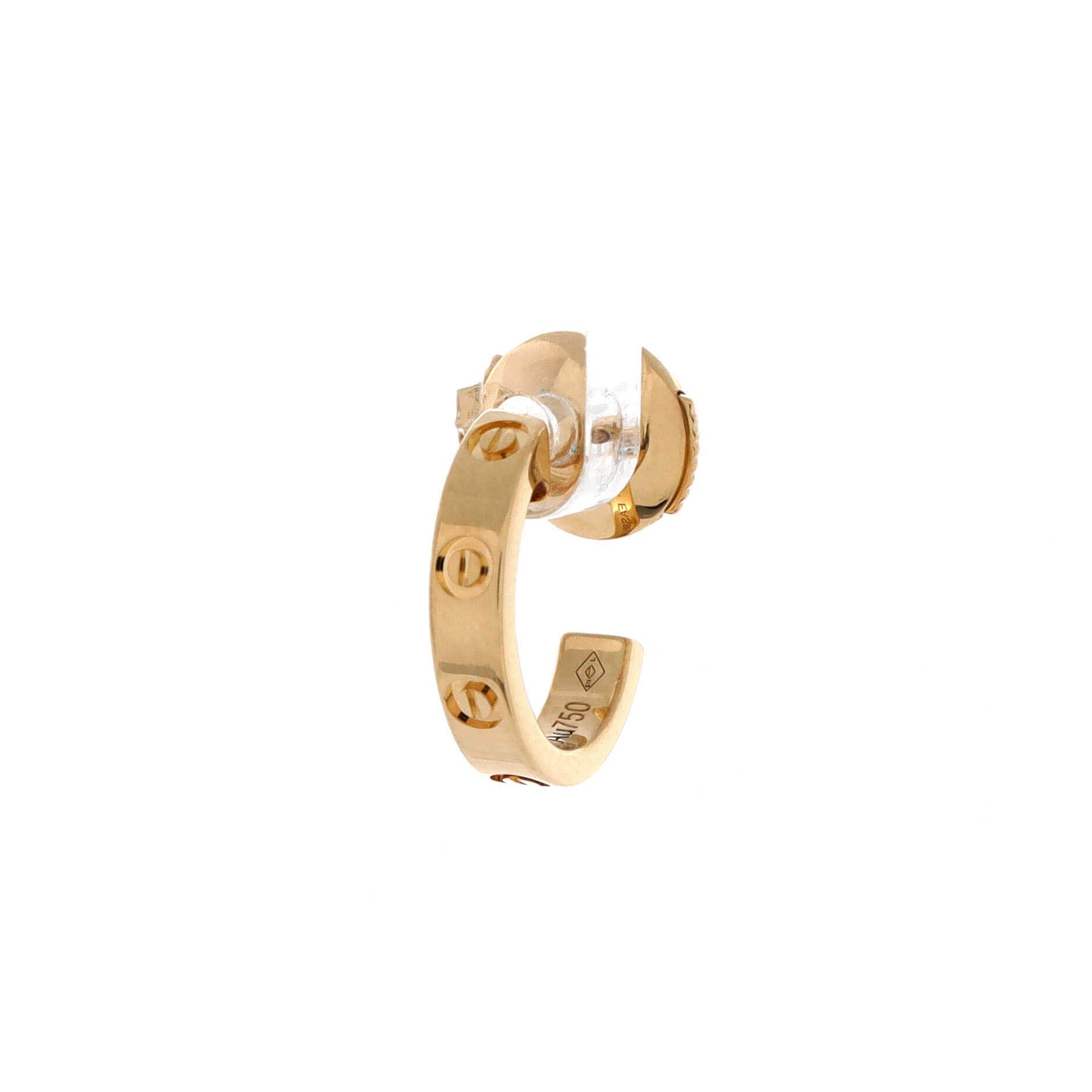Love Hoop Earrings 18K Yellow Gold Small, Alternate, color, Metallic Gold