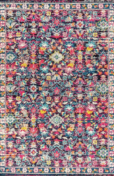 Modern Persian Boho Floral Area Rug