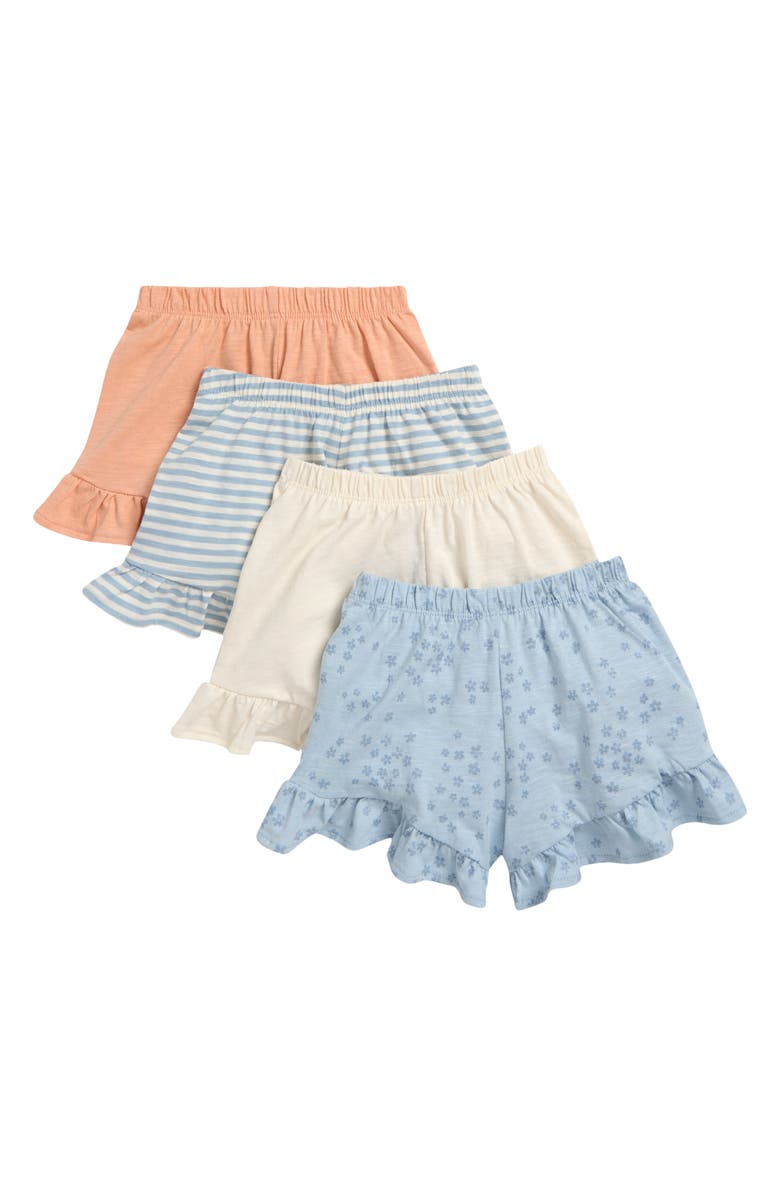 NEXT Kids' Assorted 4-Pack Ruffle Hem Cotton Shorts, Main, color, 