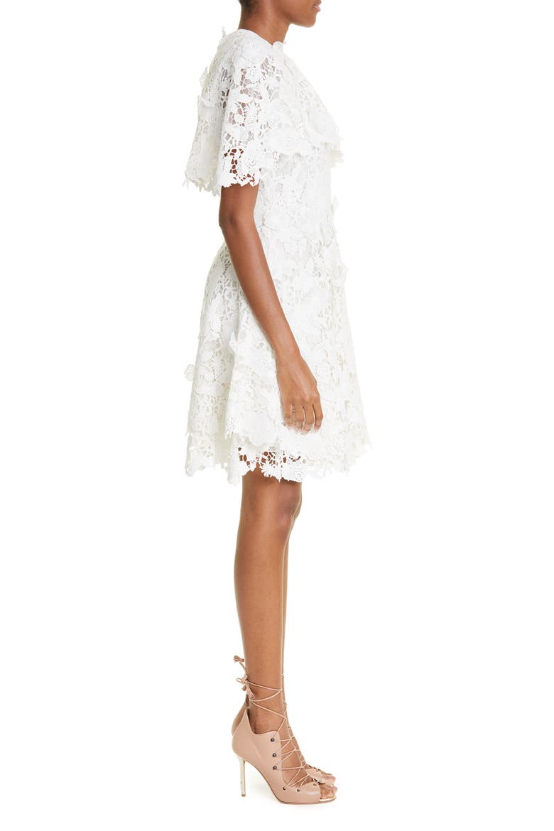 Floral Guipure Lace Cape Overlay Minidress, Alternate, color, CHALK
