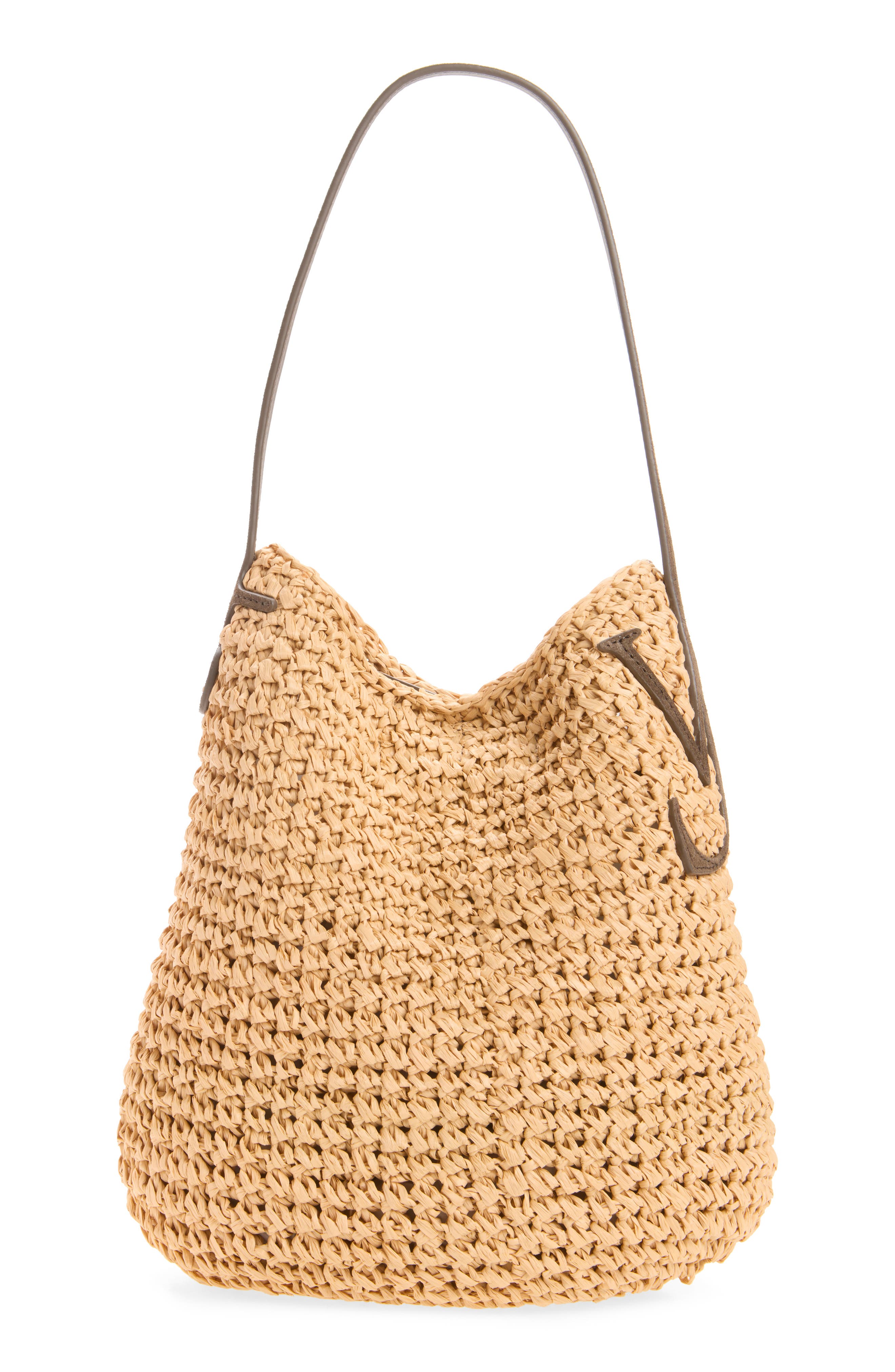 Small Raffia Bulb Hobo Bag, Alternate, color, NATURAL/ BROWN 094