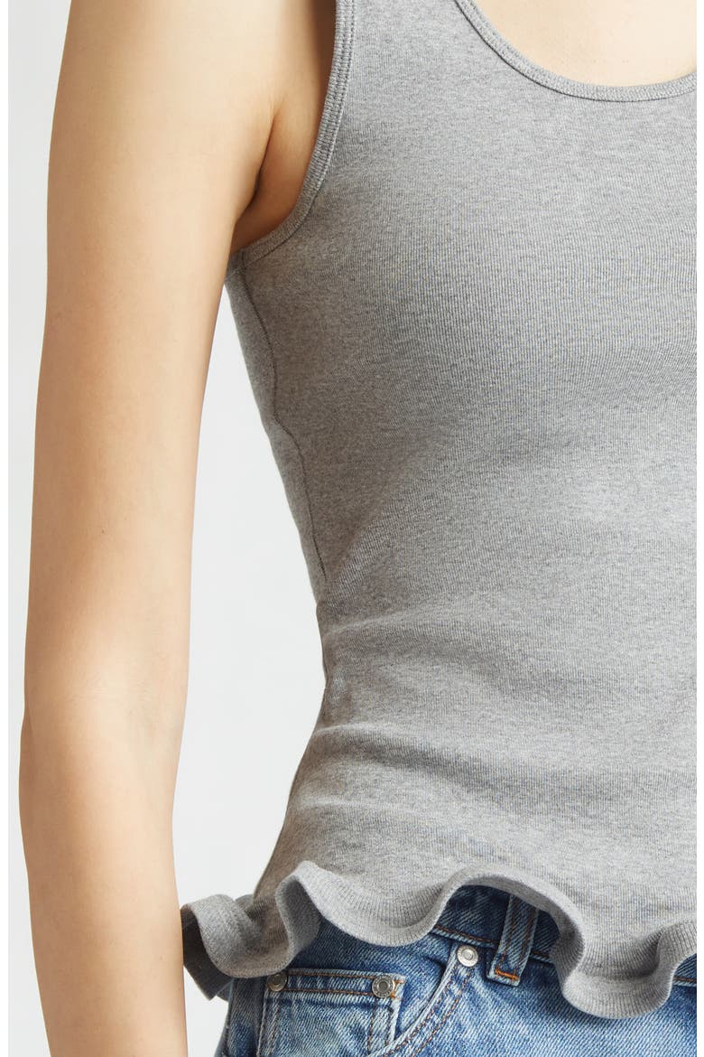 Frilled Hem Rib Organic Cotton Tank, Alternate, color, GREY MELANGE