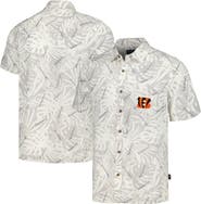 Margaritaville Men's Margaritaville Cream Cincinnati Bengals Sand Washed Monstera Print Party Button-Up Shirt